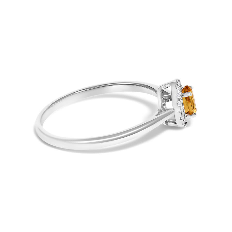 Haus Of Brilliance 10k White Gold 5x3mm Oval Orange Citrine And Diamond Accent Halo Ring (i-j Color In Metallic