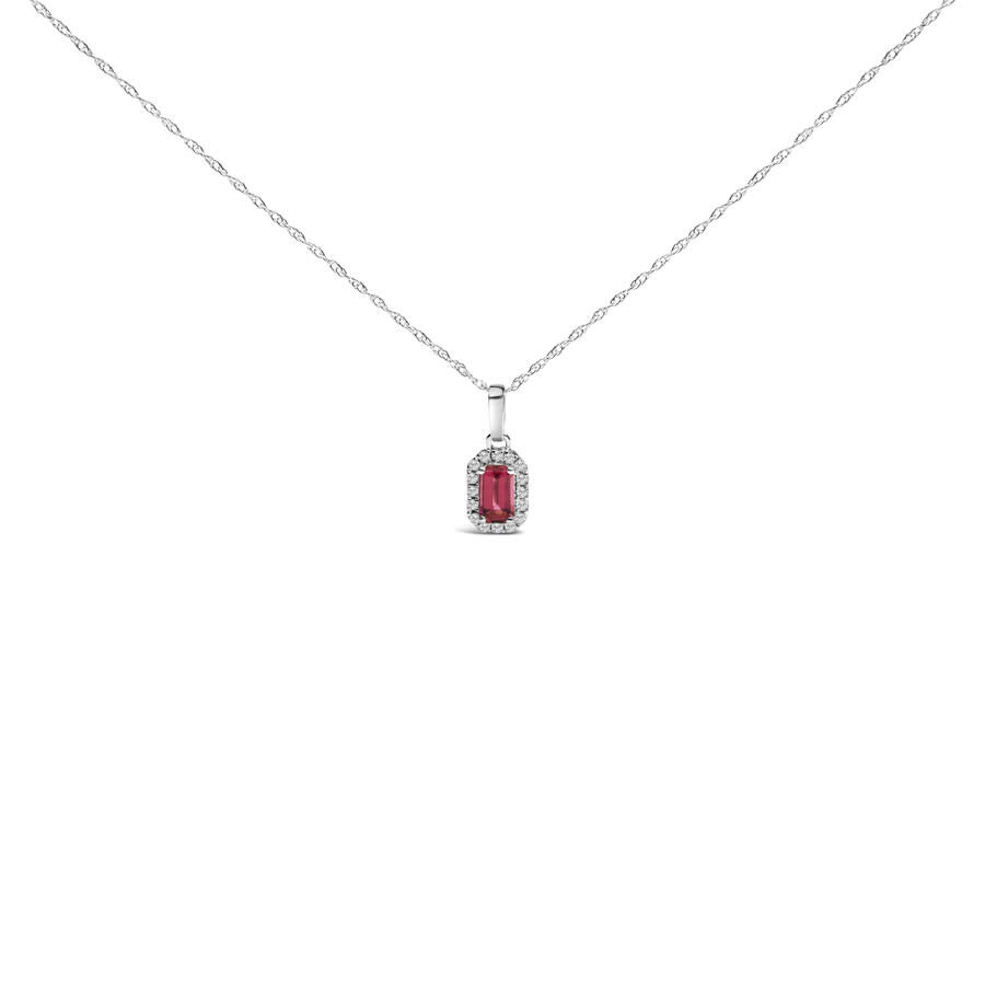 Haus Of Brilliance 10k White Gold 5x3mm Pink Tourmaline And Diamond Accent Halo Octagonal Shape Pend In White