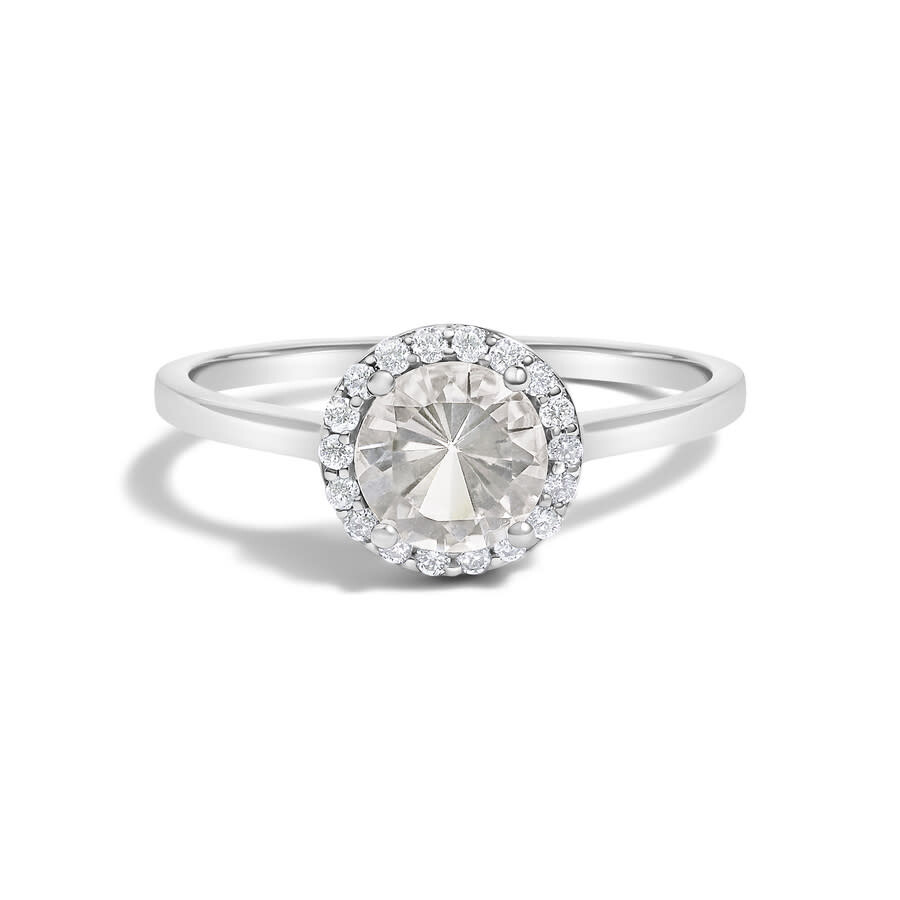 Haus Of Brilliance 10k White Gold White Topaz And 1/10 Cttw Diamond Halo Ring In Metallic