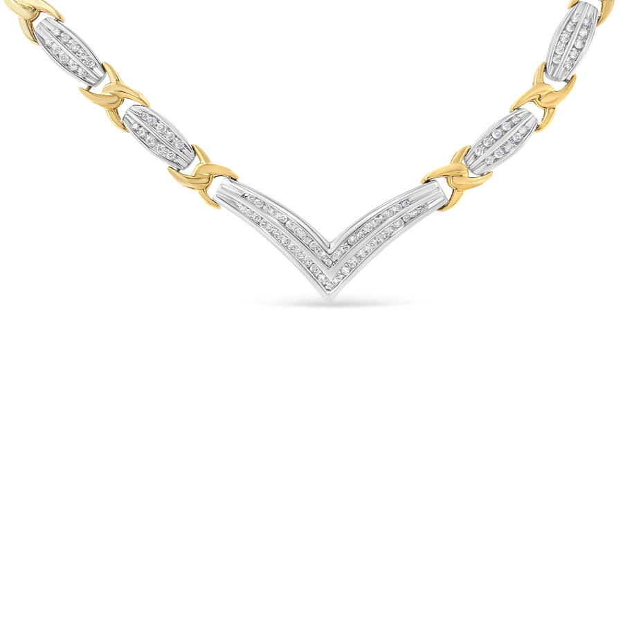Haus Of Brilliance 10k Yellow And White Gold 1.0 Cttw Round And Princess Cut Diamond "v" Shape State In Two-tone