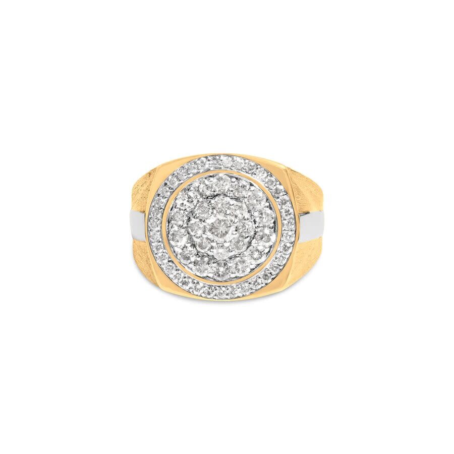 Haus Of Brilliance 10k Yellow Gold 1 1/2 Cttw Diamond Cluster And Halo Signet Men's Ring (k-l Color