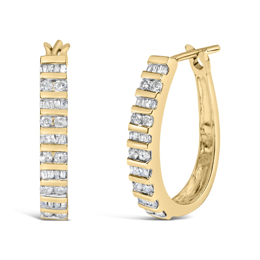 Haus Of Brilliance 10k Yellow Gold 1.0 Cttw Alternating Diamond "u" Hoop Earrings (i-j Color In Yellow