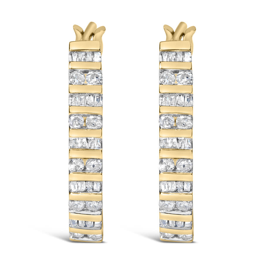 Haus Of Brilliance 10k Yellow Gold 1.0 Cttw Alternating Diamond "u" Hoop Earrings (i-j Color In Yellow