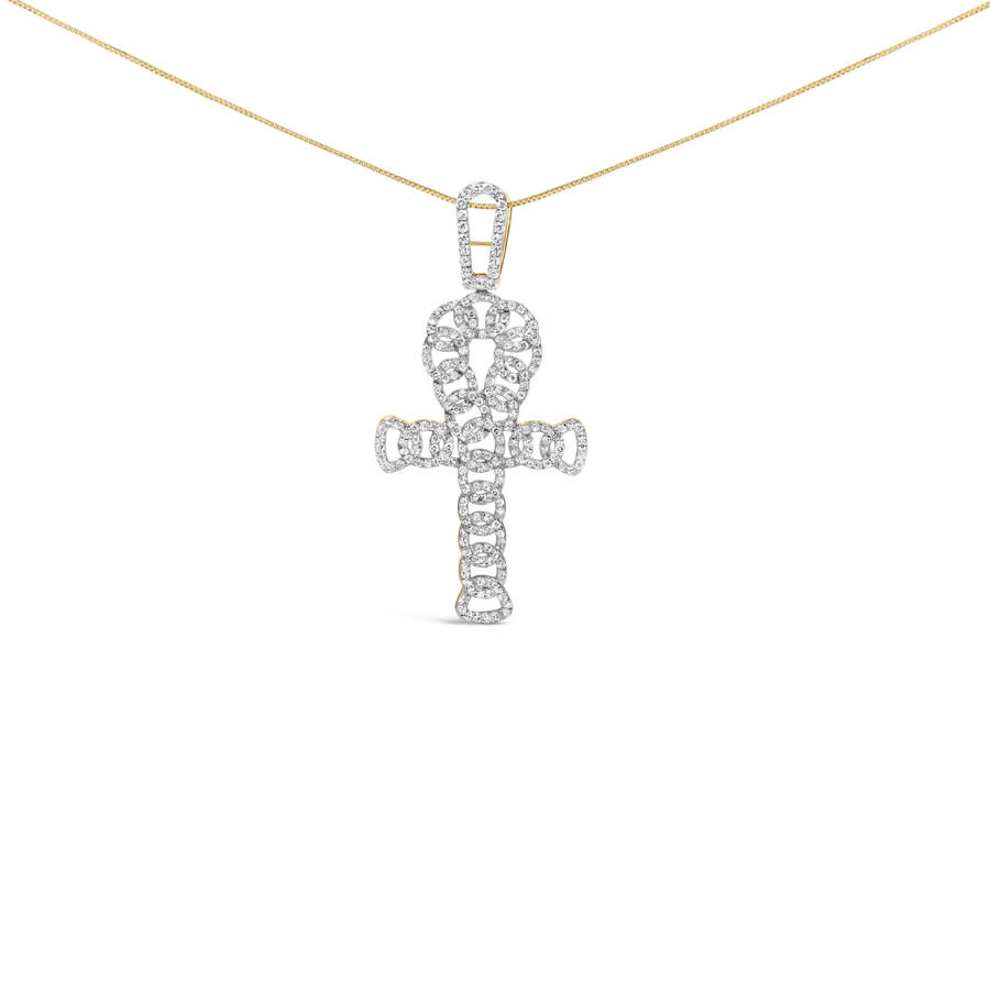 Haus Of Brilliance 10k Yellow Gold 1.00 Cttw Ankh Cross Pendant (h-i Color