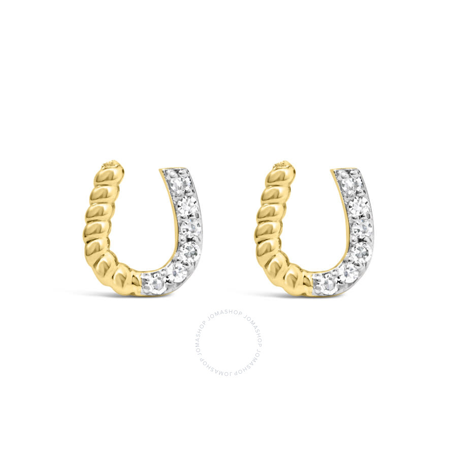 Haus Of Brilliance 14k Yellow Gold 1/10 Cttw Diamond And Braided Horseshoe Stud Earrings In Yellow