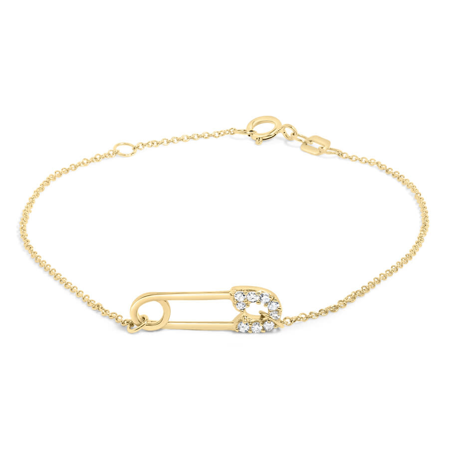 Haus Of Brilliance 10k Yellow Gold 1/10 Cttw Diamond Paperclip Charm Adjustable Link Bracelet In Gold