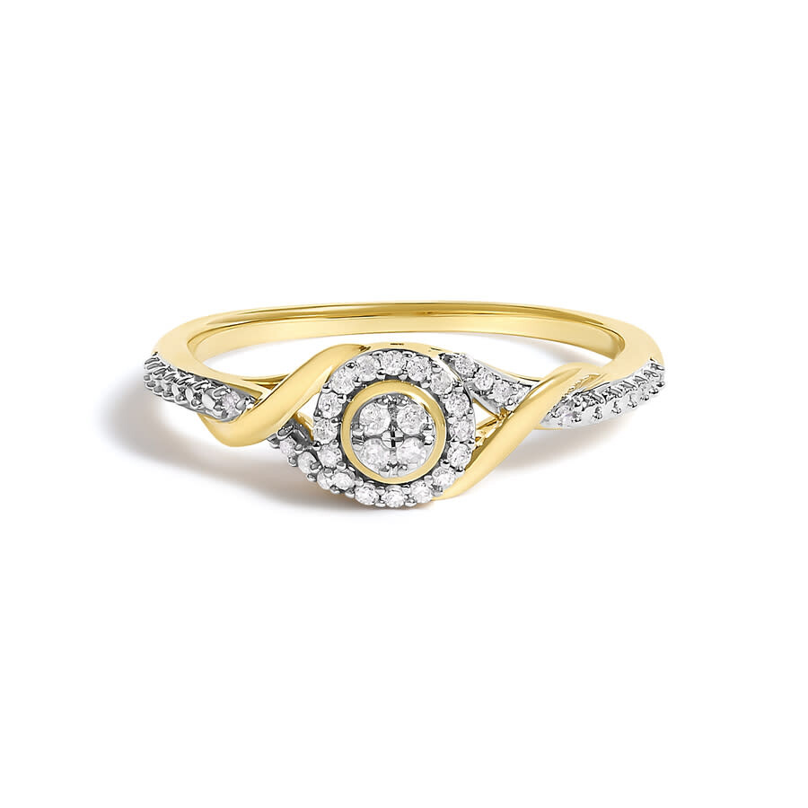 Haus Of Brilliance 10k Yellow Gold 1/10 Cttw Diamond Swirl And Halo Promise Ring (i-j Color In Yellow