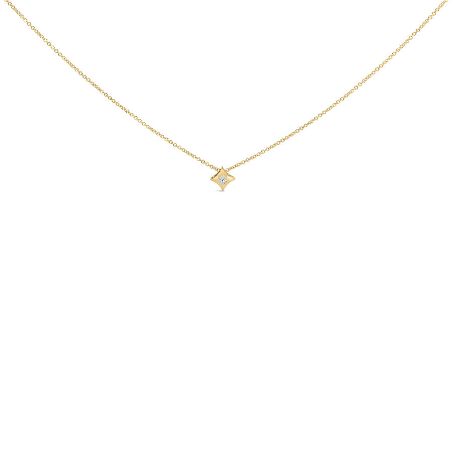 Haus Of Brilliance 10k Yellow Gold 1/10 Cttw Solitaire Princess Cut Diamond Kite Shaped Pendent Neck