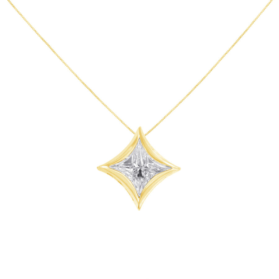 Haus Of Brilliance 10k Yellow Gold 1/10 Cttw Solitaire Princess Cut Diamond Kite Shaped Pendent Neck