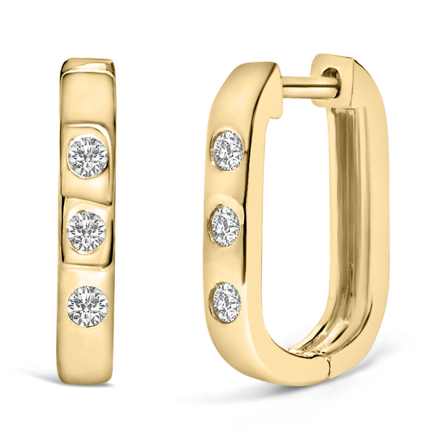 Haus Of Brilliance 10k Yellow Gold 1/10 Cttw Three Stone Lab Grown Diamond Oval Huggies Hoop Earring In Gold