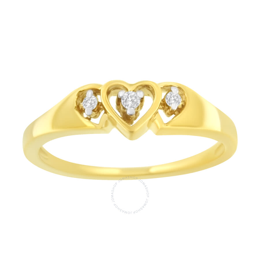 Haus Of Brilliance 10k Yellow Gold 1/20 Ctw Diamond Triple Heart Diamond Ring (k-l In Yellow