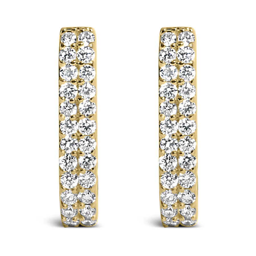 Haus Of Brilliance 10k Yellow Gold 1/4 Cttw Lab Grown Diamond Double Row Huggie Hoop Earrings In Gold