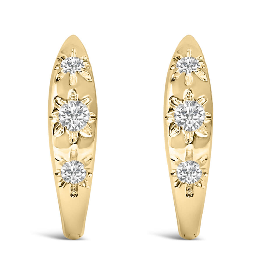 Haus Of Brilliance 10k Yellow Gold 1/5 Cttw Lab Grown Diamond Three Stone Huggie Hoop Earrings In Gold