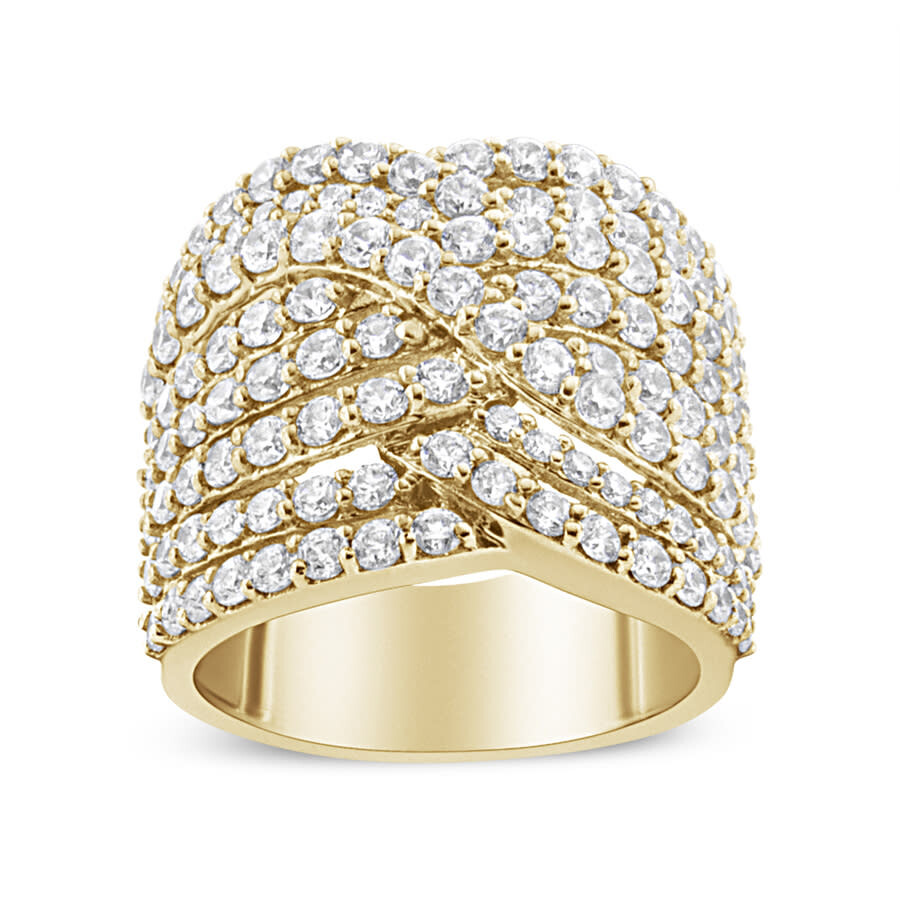 Haus Of Brilliance 10k Yellow Gold 3.0 Cttw Diamond Eight-row Bypass Crossover Statement Band Ring-