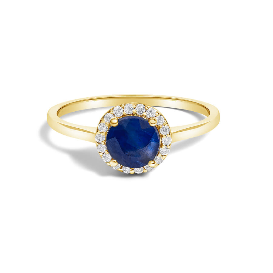 Haus Of Brilliance 10k Yellow Gold Blue Sapphire And 1/10 Cttw Diamond Halo Ring In Gold