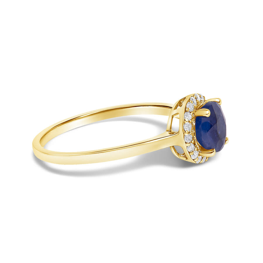 Haus Of Brilliance 10k Yellow Gold Blue Sapphire And 1/10 Cttw Diamond Halo Ring In Gold