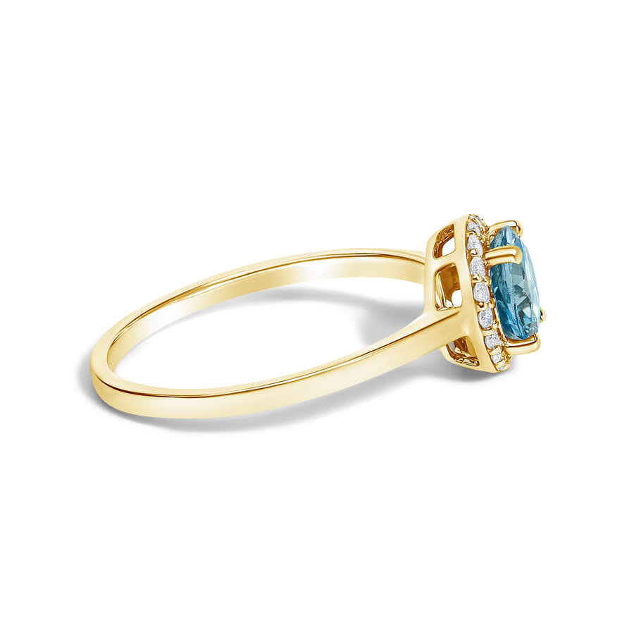 Haus Of Brilliance 10k Yellow Gold Blue Topaz And 1/10 Cttw Diamond Halo Ring In Gold