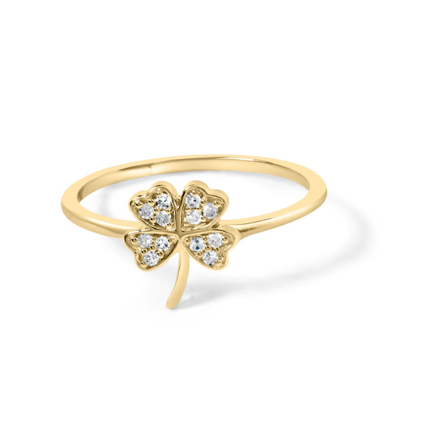 Haus Of Brilliance 10k Yellow Gold Diamond Accent 4 Leaf Clover Ring In Yellow