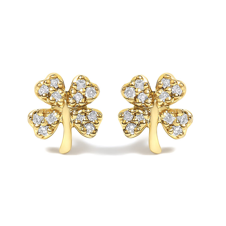 Haus Of Brilliance 10k Yellow Gold Diamond Accent 4 Leaf Clover Stud Earrings