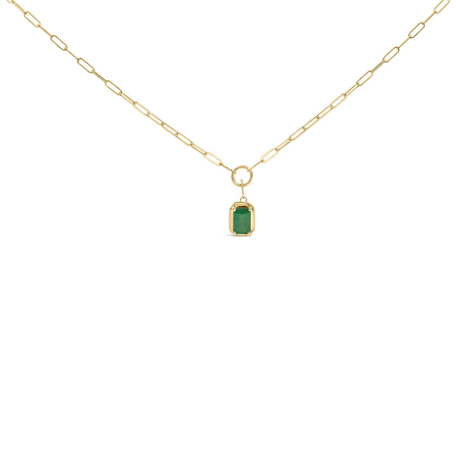 Haus Of Brilliance 10k Yellow Gold Emerald Cut 6x4 Mm Green Emerald Solitaire Pendant Necklace - 18