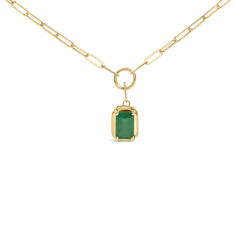Haus Of Brilliance 10k Yellow Gold Emerald Cut 6x4 Mm Green Emerald Solitaire Pendant Necklace - 18