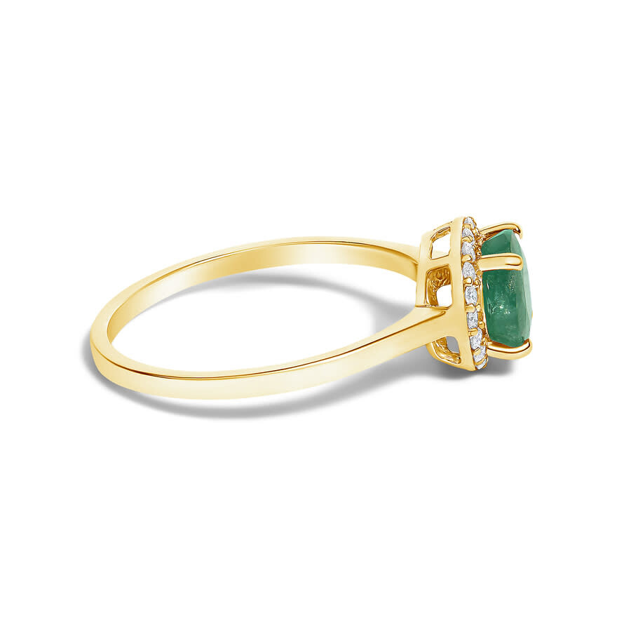 Haus Of Brilliance 10k Yellow Gold Green Emerald And 1/10 Cttw Diamond Halo Ring In Gold