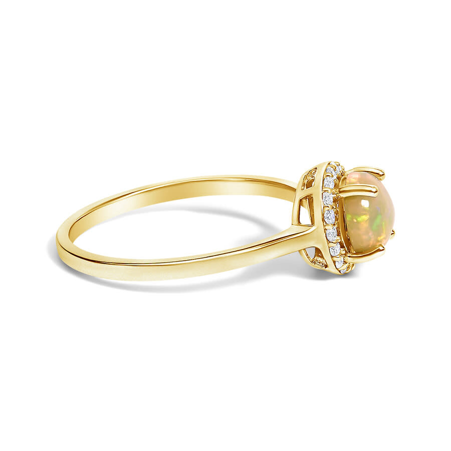 Haus Of Brilliance 10k Yellow Gold Opal And 1/10 Cttw Diamond Halo Ring In Gold