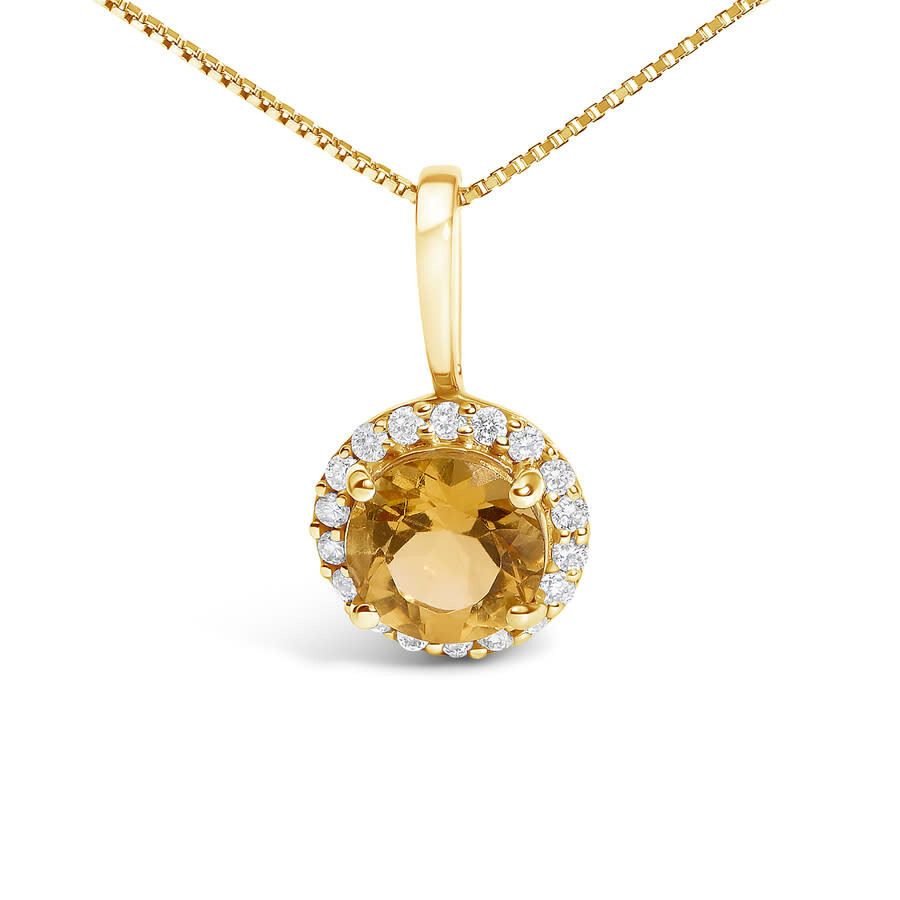 Haus Of Brilliance 10k Yellow Gold Orange Citrine And 1/10 Cttw Diamond Accent Halo Pendant Necklace In Gold