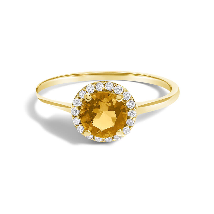 Haus Of Brilliance 10k Yellow Gold Orange Citrine And 1/10 Cttw Diamond Halo Ring In Gold