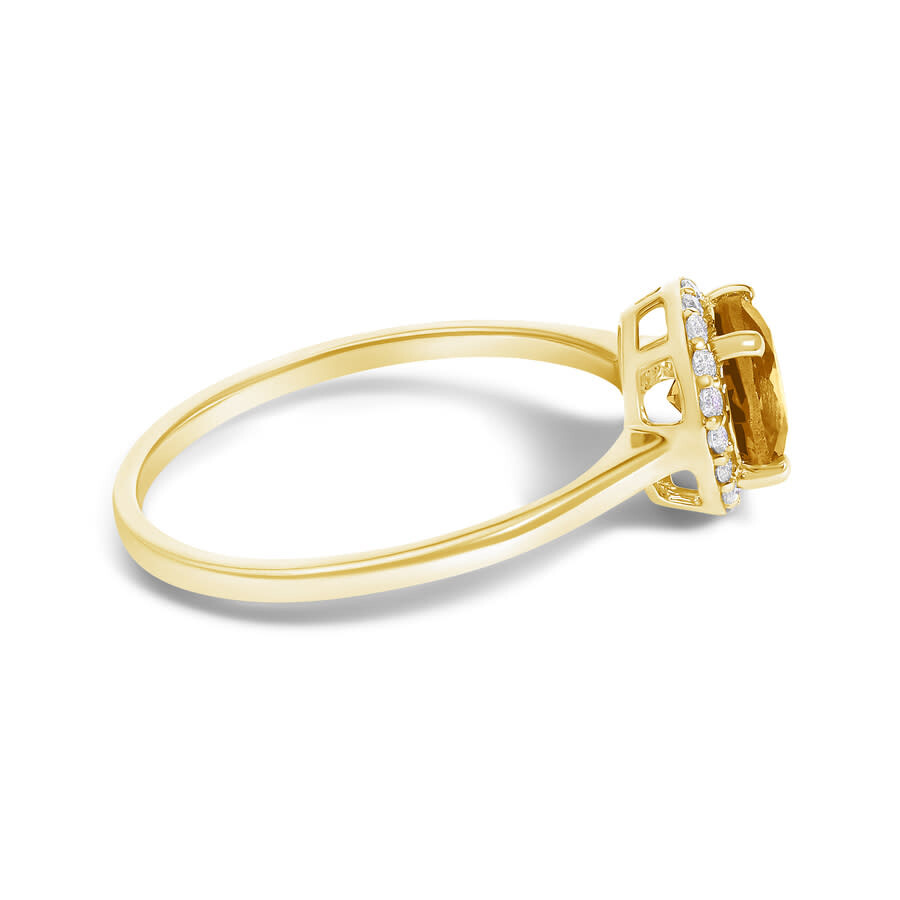 Haus Of Brilliance 10k Yellow Gold Orange Citrine And 1/10 Cttw Diamond Halo Ring In Gold