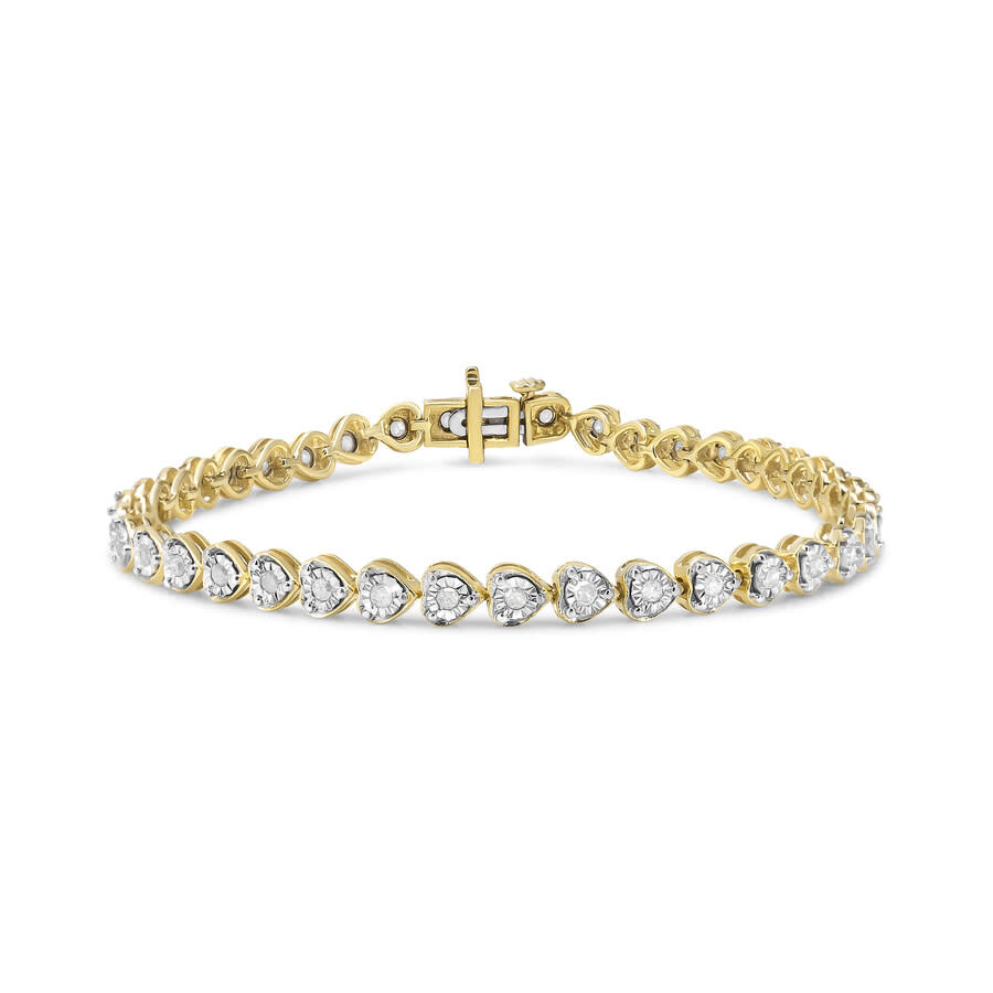Haus Of Brilliance 10k Yellow Gold Plated .925 Sterling Silver 1.0 Cttw Miracle Set Diamond Heart-li In Yellow