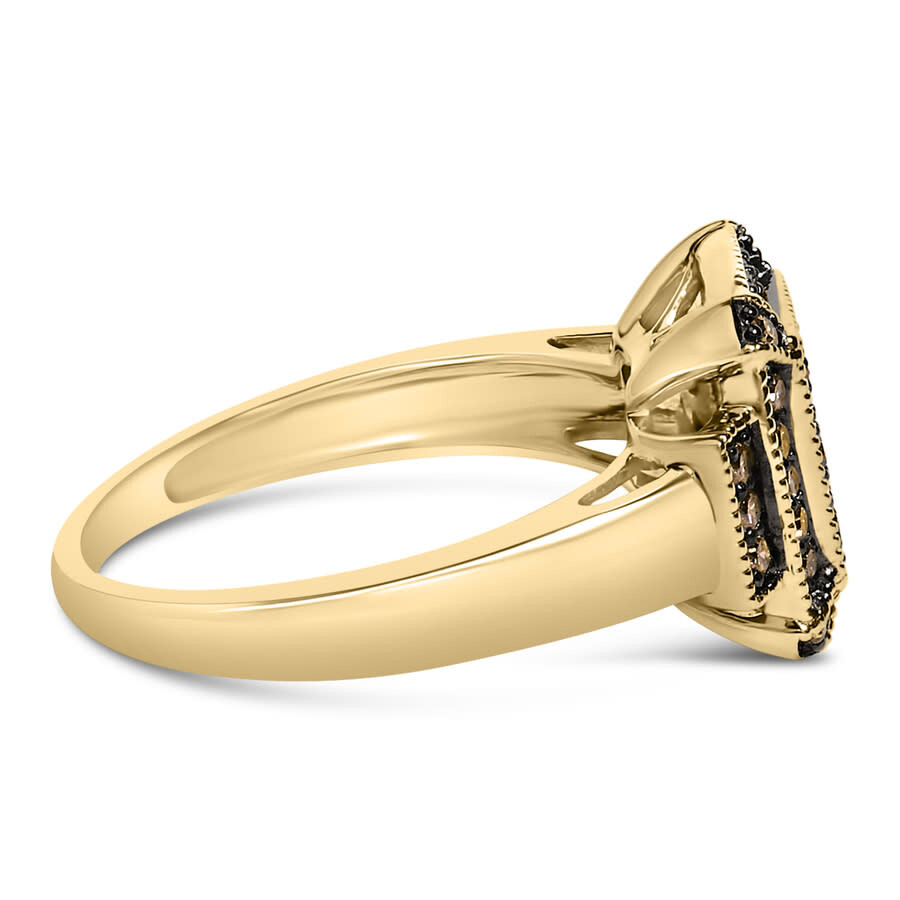 Haus Of Brilliance 10k Yellow Gold Plated .925 Sterling Silver 1/2 Cttw Champagne Diamond Step Up Ri In Multi