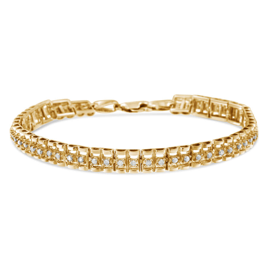 Haus Of Brilliance 10k Yellow Gold Plated .925 Sterling Silver 1/2 Cttw Diamond Double-link 7" Tenni In Yellow