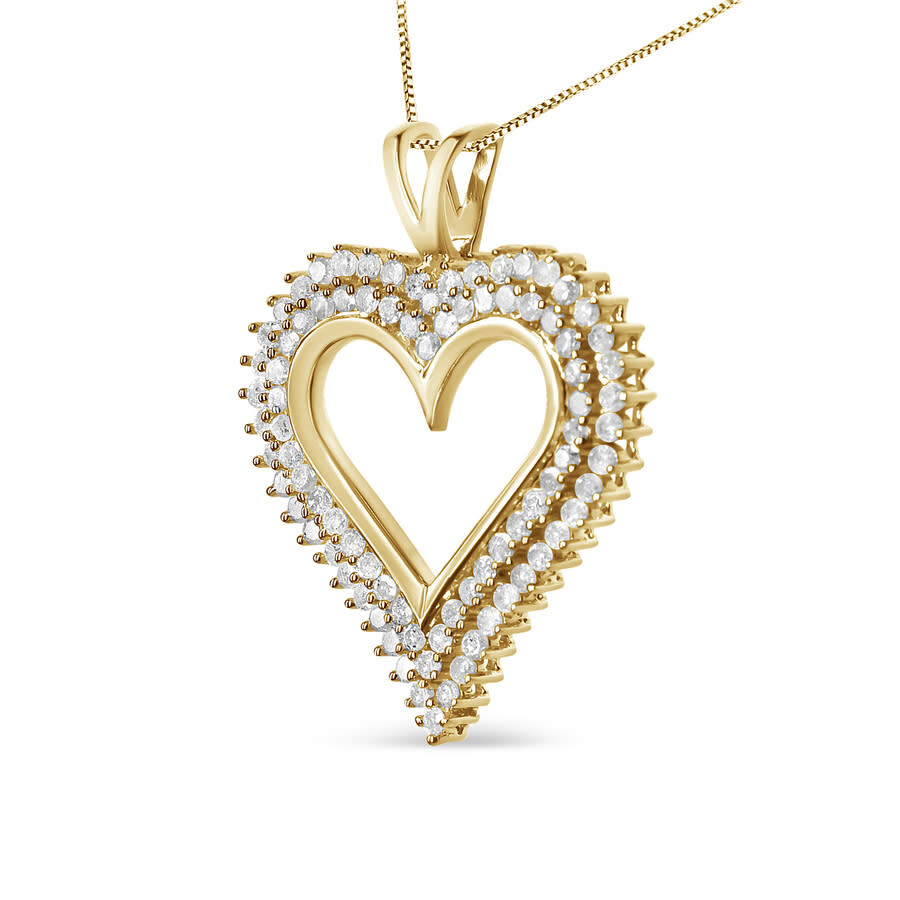Haus Of Brilliance 10k Yellow Gold Plated .925 Sterling Silver 2.00 Cttw Diamond Heart 18" Pendant N