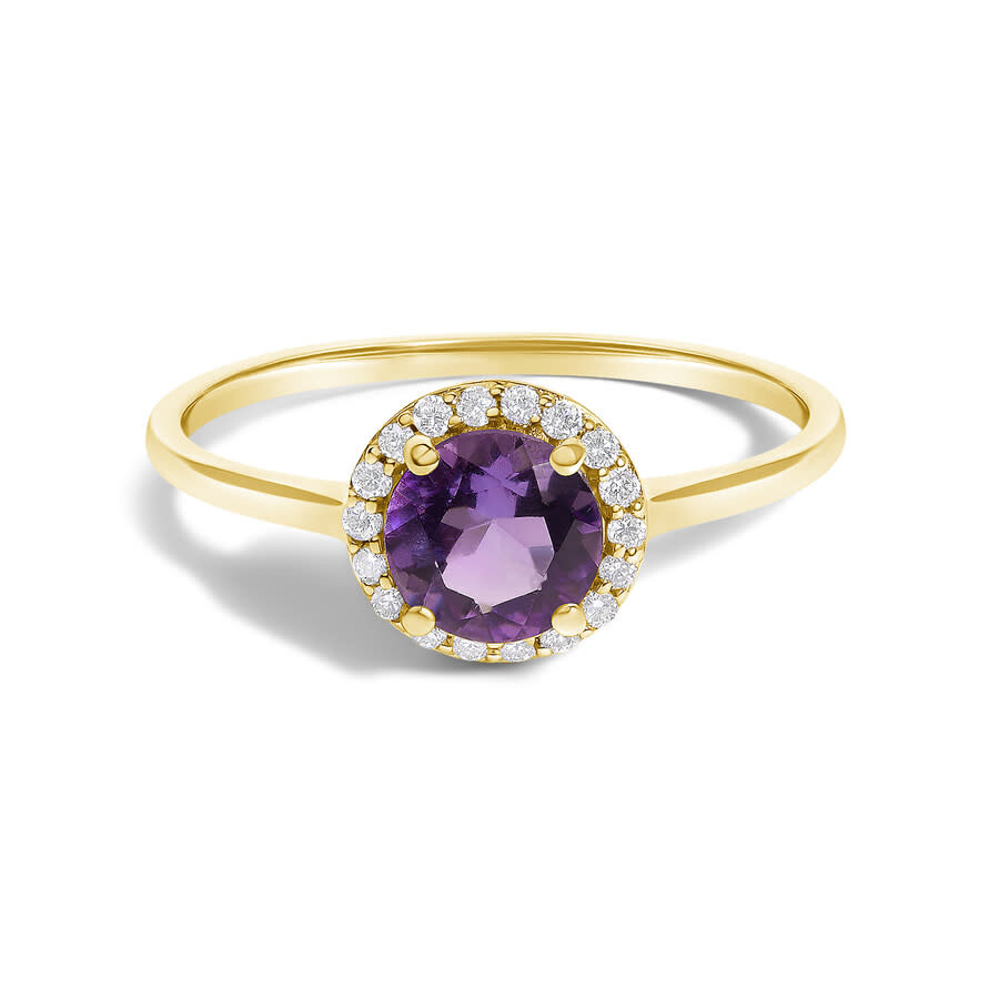 Haus Of Brilliance 10k Yellow Gold Purple Amethyst And 1/10 Cttw Diamond Halo Ring In Gold