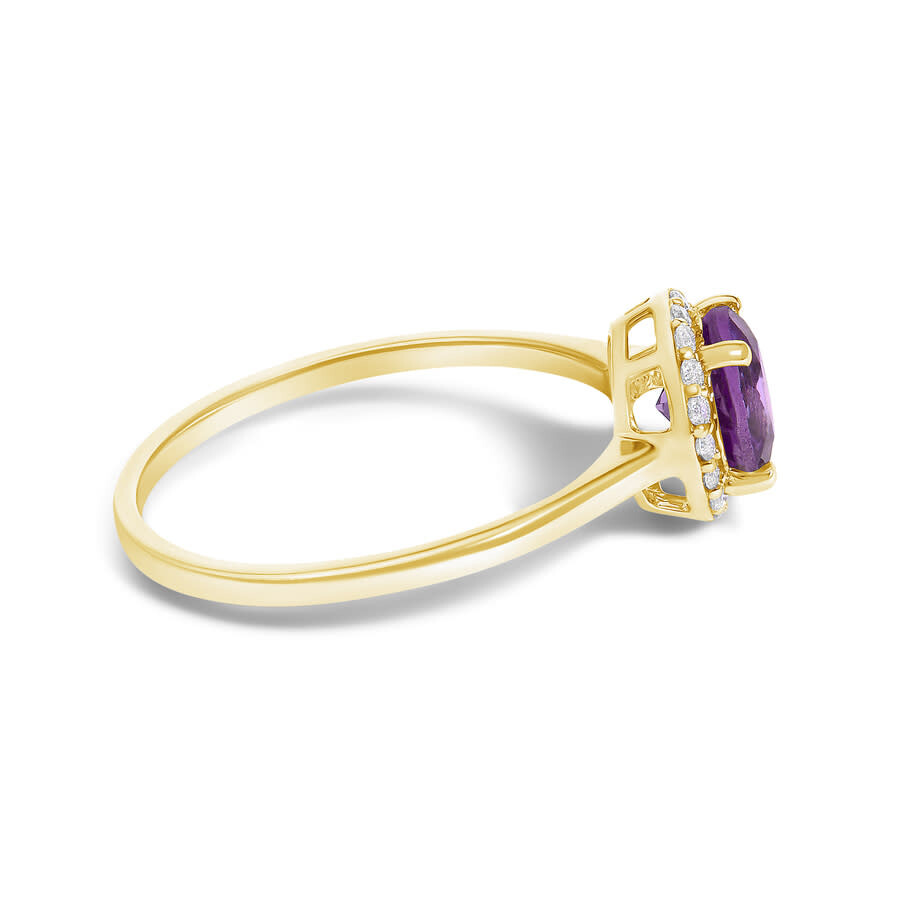 Haus Of Brilliance 10k Yellow Gold Purple Amethyst And 1/10 Cttw Diamond Halo Ring In Gold