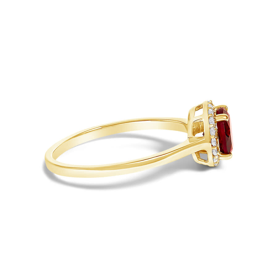 Haus Of Brilliance 10k Yellow Gold Red Garnet And 1/10 Cttw Diamond Halo Ring In Gold