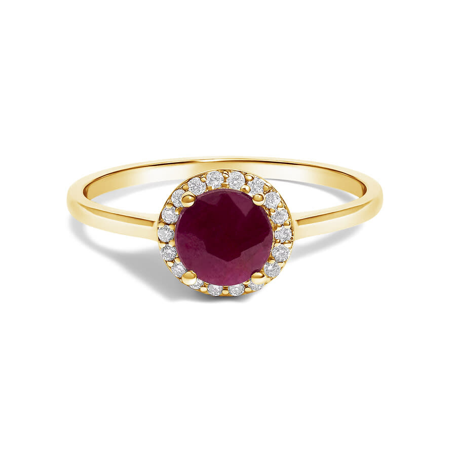 Haus Of Brilliance 10k Yellow Gold Red Ruby And 1/10 Cttw Diamond Halo Ring In Gold