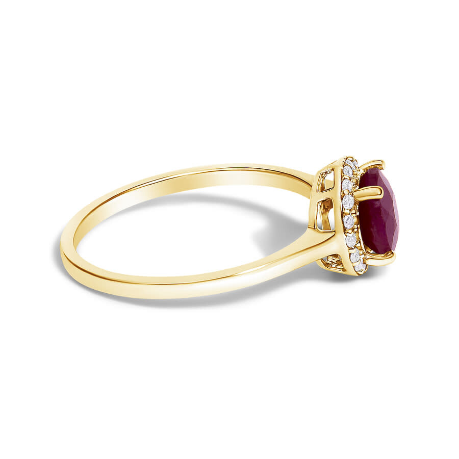 Haus Of Brilliance 10k Yellow Gold Red Ruby And 1/10 Cttw Diamond Halo Ring In Gold