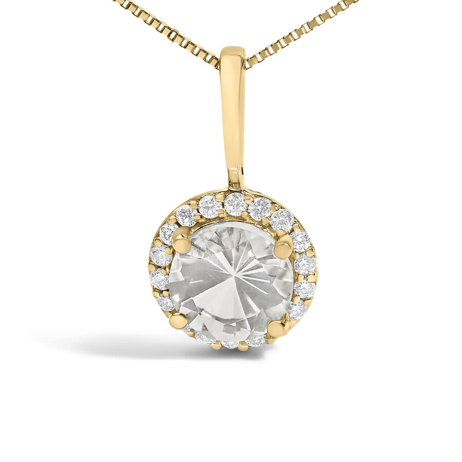 Haus Of Brilliance 10k Yellow Gold White Topaz And 1/10 Cttw Diamond Accent Halo Pendant Necklace In Gold
