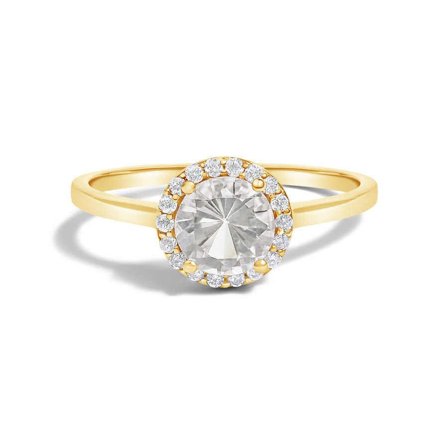 Haus Of Brilliance 10k Yellow Gold White Topaz And 1/10 Cttw Diamond Halo Ring In Gold