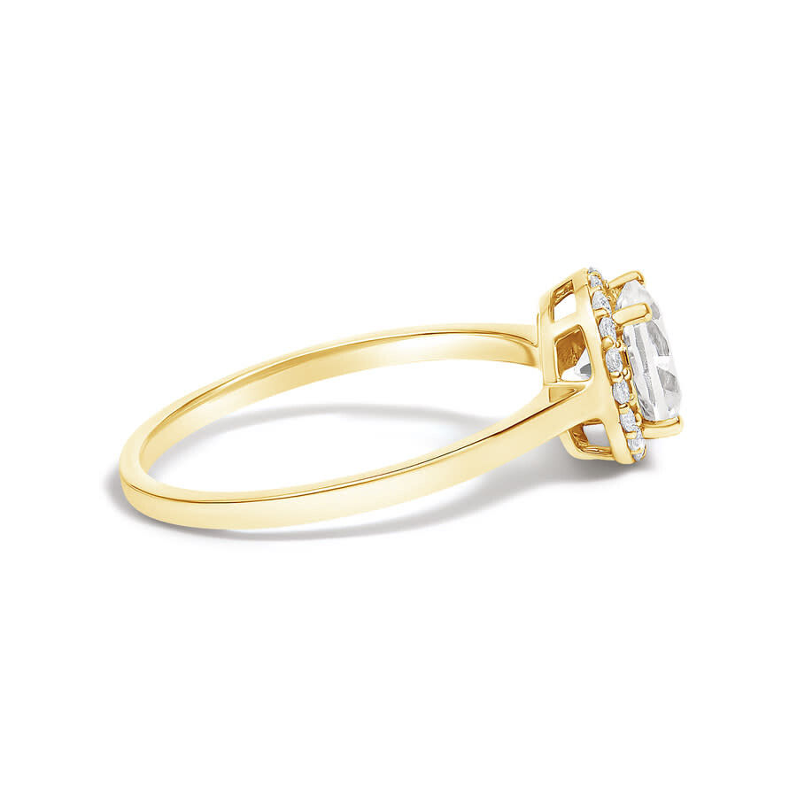 Haus Of Brilliance 10k Yellow Gold White Topaz And 1/10 Cttw Diamond Halo Ring In Gold