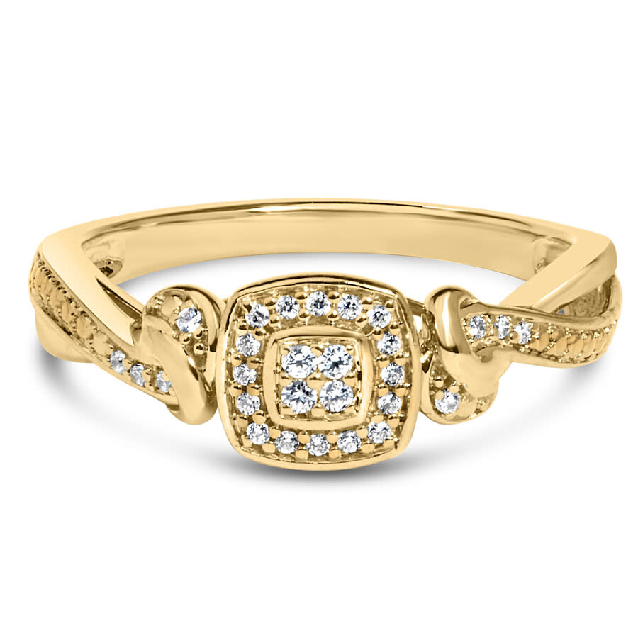 Haus Of Brilliance 14k Gold Plated .925 Sterling Silver 1/10 Cttw Round-cut Diamond Composite Halo E In Two Tone