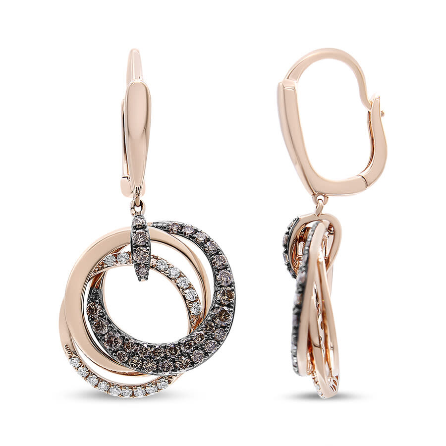 Haus Of Brilliance 14k Rose Gold 1.00 Cttw White And Brown Diamond Intertwining Hoops And Circle Dan In Rose Gold-tone