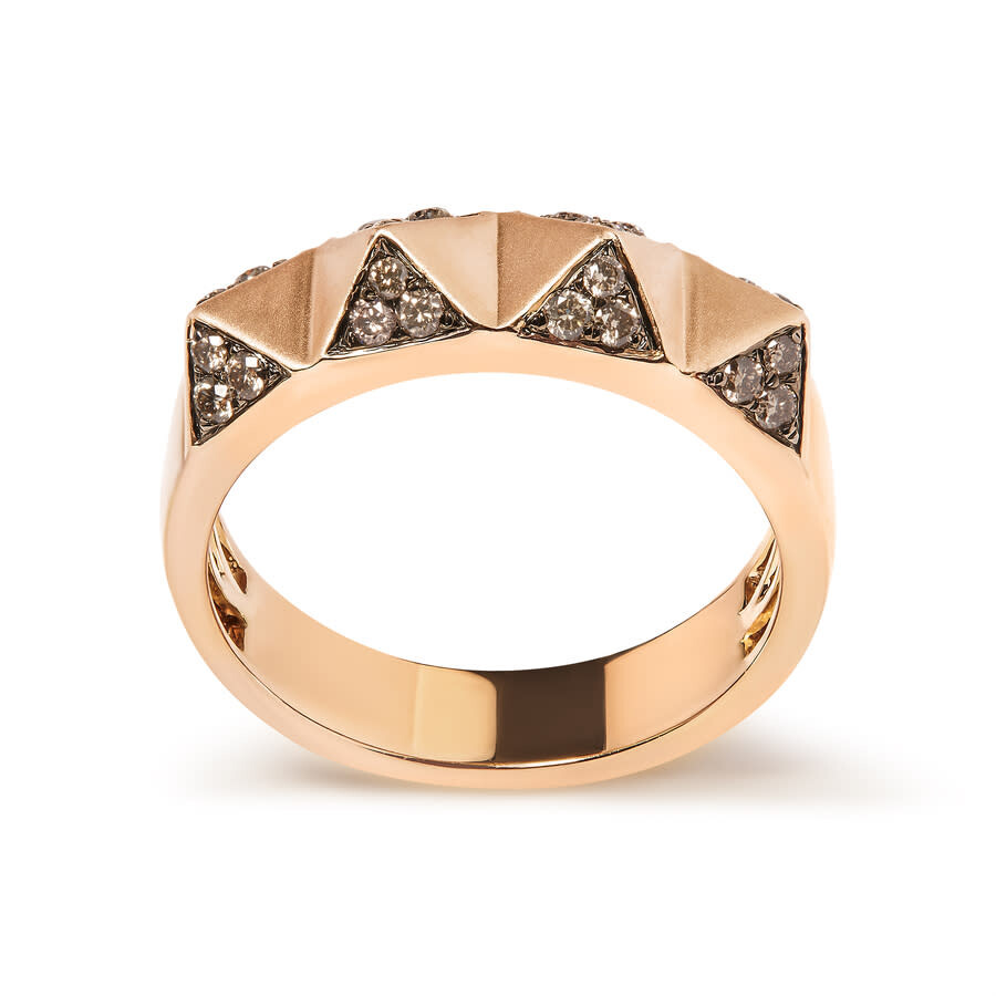 Haus Of Brilliance 14k Rose Gold 1/4 Cttw Brown Diamond Pyramid Band Ring (brown Color In Pink/rose Gold Tone/gold Tone