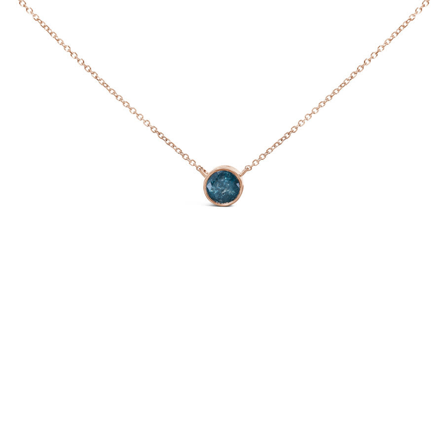 Haus Of Brilliance 14k Rose Gold 2.0 Cttw Bezel Set Blue Diamond Solitaire Pendant Necklace In Multi