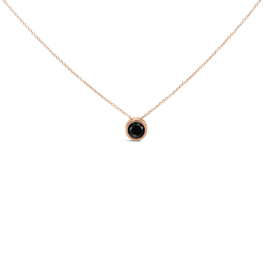 Haus Of Brilliance 14k Rose Gold 3 1/2 Cttw Bezel-set Black Round Diamond Solitaire Pendant Necklace In Pink