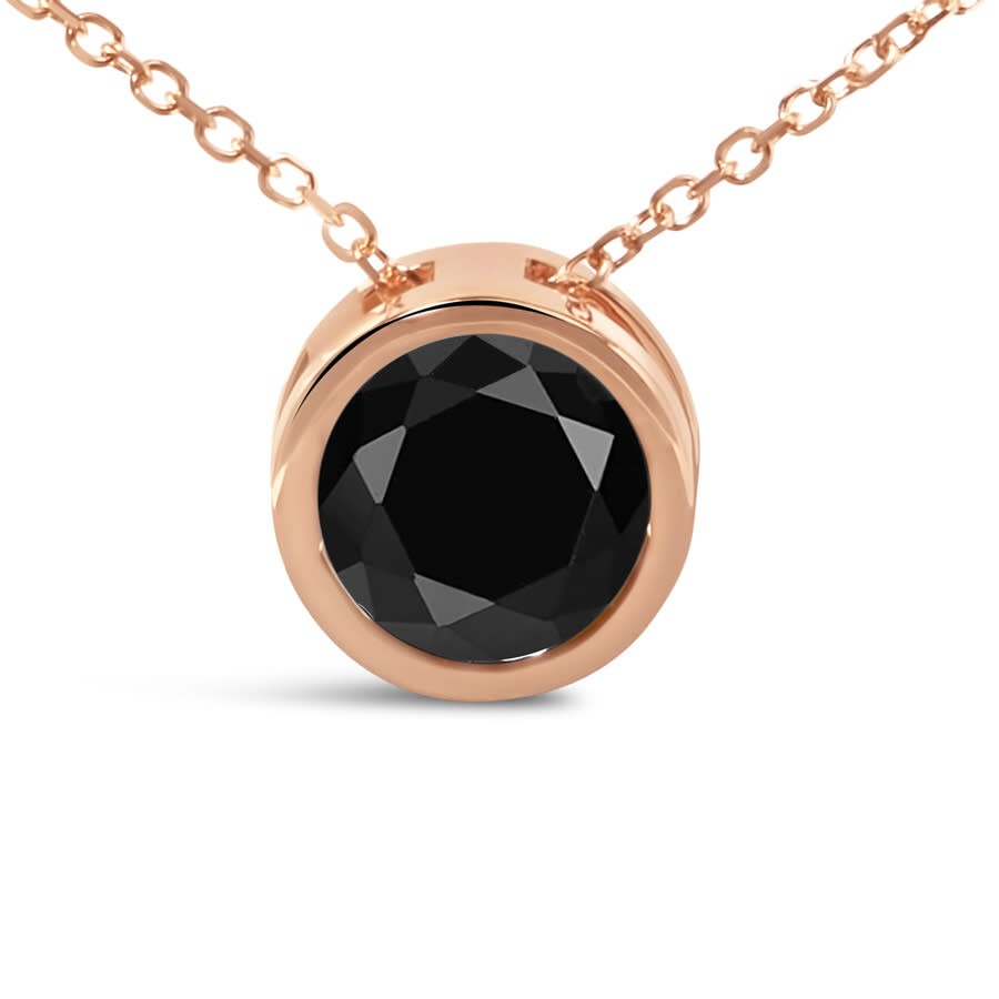 Haus Of Brilliance 14k Rose Gold 3 1/2 Cttw Bezel-set Black Round Diamond Solitaire Pendant Necklace In Pink