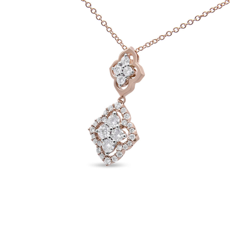 Haus Of Brilliance 14k Rose Gold 3/4 Cttw Round Diamond Double Quatrefoil Pendant 18" Necklace (h-i In Pink