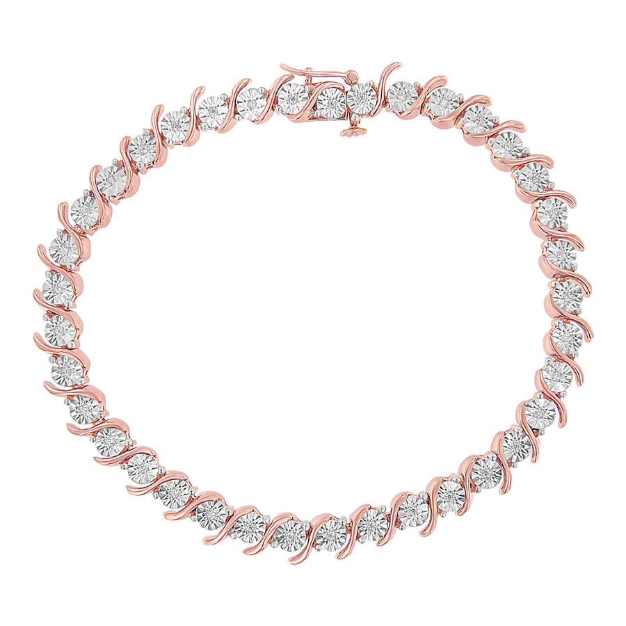 Haus Of Brilliance 14k Rose Gold Over Silver 0.10 Ct. Tw. Diamond Link Bracelet In Gold